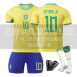 2024 Brésil Home Neymar Adult Childrens Training Training Set Mens and Womens Cup Soccer Jersey