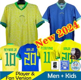 2024 Brésil VINI JR Soccer Jerseys Copa America Cup NEYMAR RODRYGO MARTINELLI Team Football ShirtHome Away Player Version Hommes Kit Ensembles