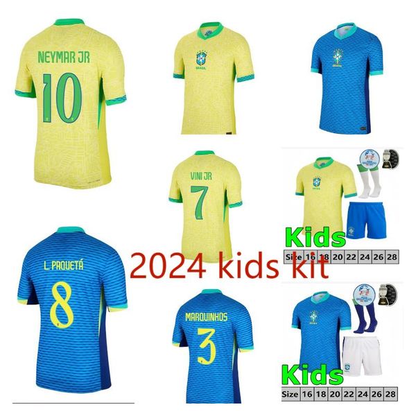 2024 BRÉSILS Kit de football pour enfants Copa America Cup 24 25 maillots de football Camiseta de futbol PAQUETA RAPHINHA VINI JR maillot de football maillot brasil RICHARLISON NEYMAR