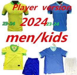 Voetbalshirt Brazilië 2024 NEYMAR JR Brazilië CASEMIRO Nationaal team G.JESUS P.COUTINHO Thuis Uit Heren Kinderen L.PAQUETA T.SILVA PELE MARCELO VINI JR Voetbalshirt Uniform 99