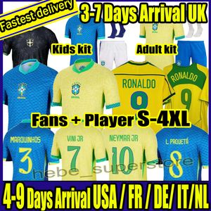 2024 Maillot de football du Brésil Neymar JR Brasil Casemiro Équipe nationale G.JESUS Hommes Enfants L.Paqueta Vini JR Maillot de football Uniforme et rétro 1998 2002 Ronaldinho RONALDO