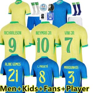 Braziliës voetbaltrui 2024 Copa America Cup Neymar Vini Jr Kids Kit Sets 2025 BRASIL NATIONAL TEAM VOETBAL SHIRT 24/25 Home Away Player -versie Rodrygo Martinelli