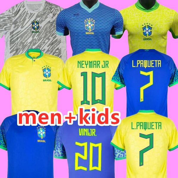2024 Brasil camisetas de fútbol 22/23/24 CASEMIRO L.PAQUETA RICHARLISON NEYMAR camiseta RAPHINHA T.SILVA G.JESUS VINI JR RODRYGO Kit para niños Uniforme de fútbol