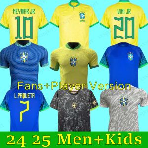 2024 BRAZILIË voetbalshirts NEYMAR JR VINI JR Camiseta de futbol PAQUETA RAPHINHA voetbalshirt maillots MARQUINHOS brasil RICHARLISON CUSTOM HEREN KIDS VROUW