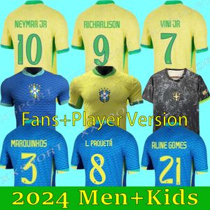 2024 Braziliës voetbalshirts Neymar Vini Jr Camiseta de futbol Paqueta Raphinha 22 24 voetbalshirt Maillots Marquinhos Brasil Richarlison Men Kids Woman