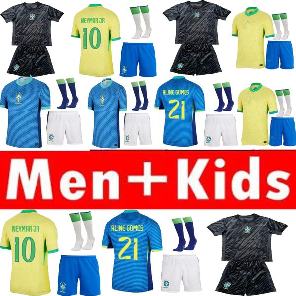 2024 Brasils Vini Jr.Soccer Jersey Brasil Casemiro 24/25 Equipo Nacional G.Jesus P.Coutinho Home Away Men Kids Kit L.Paqueta T.Silva Pelé Marcelo Football Shirt Uniforme