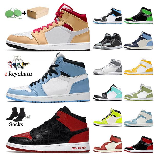 2024 Bred Text University Blue 1s Jumpman 1 High OG Hommes Chaussures de basket-ball Surfaces Chicago Reimagined Shadow Stealth Green Python Visionaire Femmes