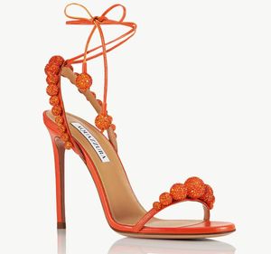 2024 BRIDAL Wedding Disco Dancer Sandalen schoenen Designer Dames vonken kristallen ballen Stiletto Heels Wrap-Tie enkel Tas Pumps Lady High Heel Sandalias EU35-43 Box