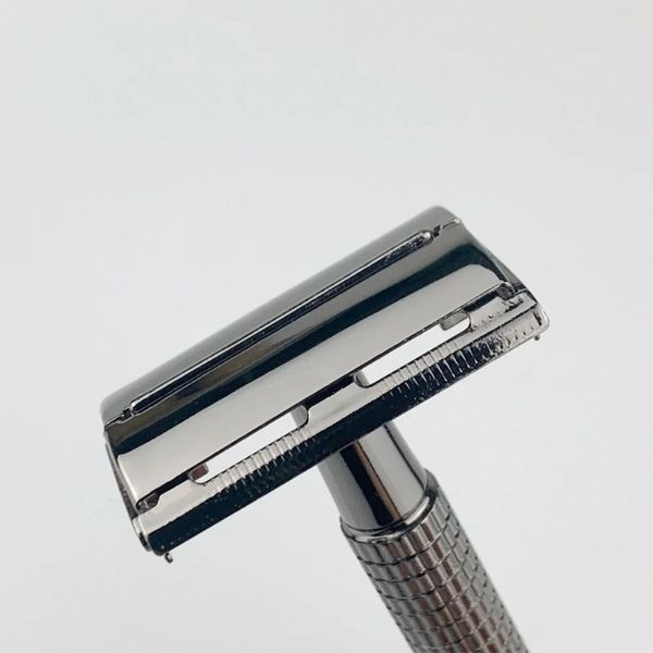 2024 Bright Black Twist-Open-Head Razor Razor Black Extended Handle Metal Metal Butterfly Razor Rasé écologique - pour écosieux