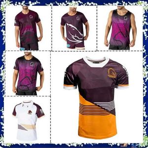 2024 Brisbane Broncos Home Away Auto-Singlet Training Tee Tee Tee City Jerse Rugby Jersey - Mens Size S-5XL
