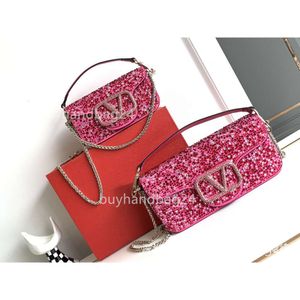 2024 Buckle Vlogoo Purse Designer Top Crossbody Bag Crystal Woman Fashion Diamond Vallentinos Womens High Layer Cowhide Sacs Style Quality Small Square Mbkb