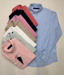 2024 Camisas Polo Hombres Calidad de Caballos Bordado Lino Blusa Manga Larga Color Fit Ropa Casual Camisa 1110