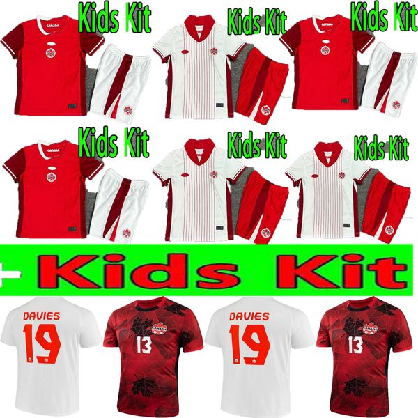 2024 Canada Kids Soccer Jerseys National 24 25 Grosso Cavallini Hoilett Sinclair Davies J.David Red Fan Football Shirt South American Cup National Team