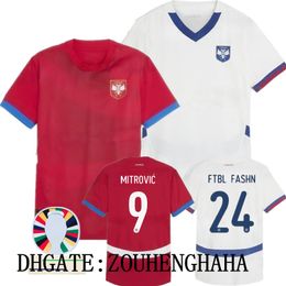 Serbie Soccer Jersey 2024 Euro Cup Srbija National Team Home Away Sergej Mitrovic 2010 Retro Football Shirts Kit Vlahovic Pavlovic Tadic Milenkovic Zivkovic