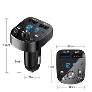 2024 CAR MANO FRAVE Bluetooth Bluetooth 5.0 FM Transmisor Kit de automóvil MP3 Modulador de Audio Mano de Audio 2 USB Cargador rápido