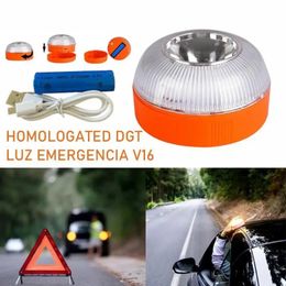 2024 Auto Waarschuwingslampje V16 LED Nood Knipperend Verkeer Sterk Magnetisme Inductie Strobe Opladen Goedgekeurd Auto Waarschuwen Lamp