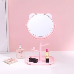 2024 Cartoon schattige kat enkelzijdige high-definition make-up spiegel spiegel bureaublad roteerbare opslag multifunctionele oranje grote spiegel voor roterende opbergspiegel
