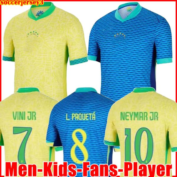 2024 Casemiro Jesus Brasils Jersey de fútbol 24 25 Richarlison 2025 Camiseta Raphinha Paqueta Vini Jr Rodrygo Brasil Camisa de fútbol Camiseta Hombres Uniformes Player Neymar