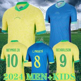 2024 CASEMIRO JESUS Brazilië voetbalshirts RICHARLISON Camiseta RAPHINHA PAQUETA VINI JR RODRYGO Brasil maillots voetbalshirt heren kinderuniform FANS Speler S-4XL