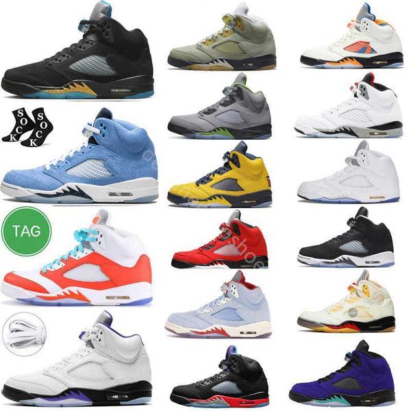 2024 Casual Fire Red Jumpman 5 5s chaussures de basket-ball pour hommes Sail Pinksicle Green Travis Bean Easter Bluebird Racer Blue Off Noir Mars pour ses hommes