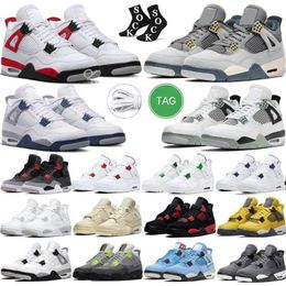 2024 Casual Militaire Black Cat Sail Red Thunder Basketball Chaussures Hommes Femmes 4S Blanc Oreo Cactus Jack Bleu Université Infrarouge Cool Gris Mens mi