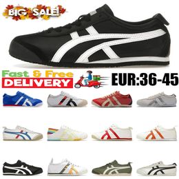 2024 Casual Shoes Trainer Men Onitsukass Tigers México 66 Slace-on Lace-up zapatillas Offs Gum Sail Silver White White Green Green Womens Sports Gai Eur 36-45