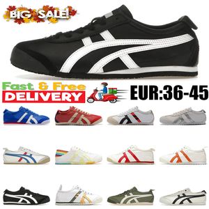 2024 Chaussures décontractées Entraîneur Men Onitsukass Tigers Mexico 66 Slip-On en cuir en cuir baskets Offs gum voile argenté blanc jaune vert femme entraîneurs sportifs Gai Taille 36-45