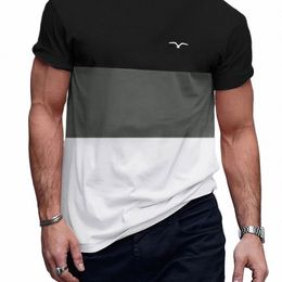 2024 T-shirt rayé décontracté pour hommes Tops à manches courtes T-shirts surdimensionnés Pull à col rond Street Chemises pour hommes Tee Vêtements d'été Y5Te #
