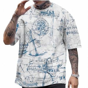 2024 Camisetas casuales para hombre Tops de manga corta Brújula 3D Ropa de impresión Ropa de verano de gran tamaño Camisa para hombres Camisetas Nuevo h6Jv #