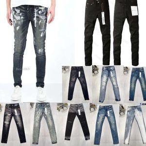 2024 Chaoliu Style Purple Designer Distressed Black Jeans Ripped Biker Slim Fit Moto Bikers Pantalons pour hommes Mode Mens Design