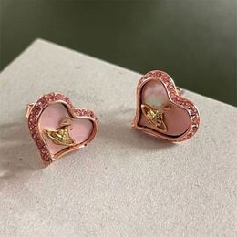 2024 Charm Studs Pendientes Nectarine Heart Stud 925 Silver Needle Retro Saturno Pendientes Joyas Bijoux Cjewelers