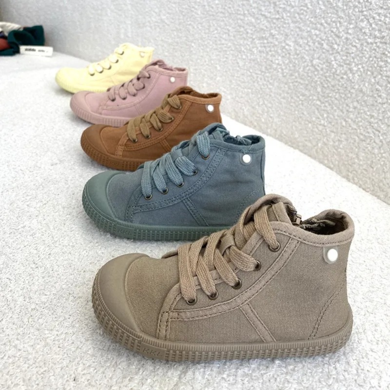 2024 Kinderen Casual unisex Classic High Top Girls Canvas Student Lace Up Sneakers For Boys Kids Shoes Child