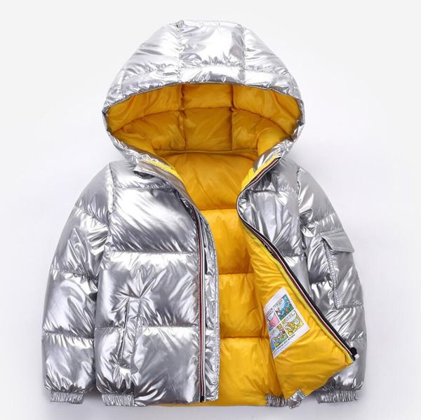 2024 Enfants Down Jacket Manteau pour enfants fille argent or garçons manteaux à capuche décontractés vêtements de bébé vêtements d'extérieur enfant Parka vestes combinaison de neige