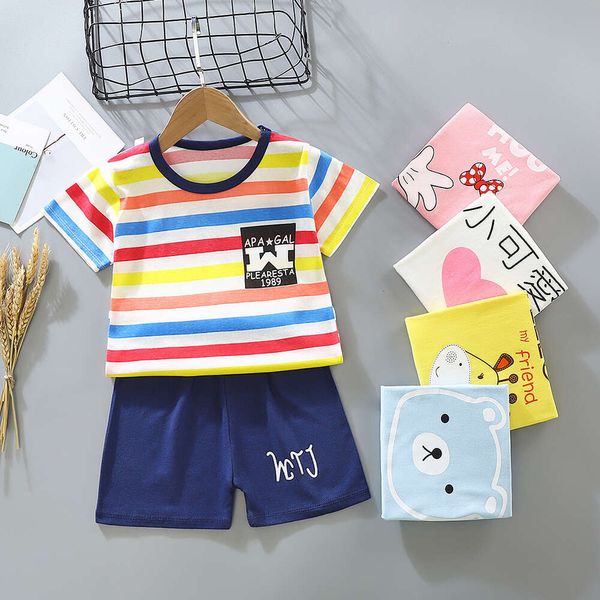 Ensemble Short et manches courtes pour enfants, sous-vêtements d'été en pur coton pour bébés, T-shirt à col rond pour garçons et filles, 2024