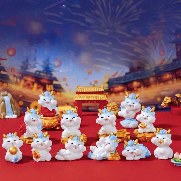 Figuras en miniatura de dragón de dibujos animados para decoración del hogar, regalos de Año Nuevo Chino, microadornos de paisaje para decoración de la habitación, 2024