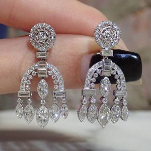 2024 Choucong Baroque Dangle Boucles D'oreilles Vintage Bijoux 925 En Argent Sterling 5A Zircon Cubique CZ Diamant Fête Cour Femmes De Mariage Boucle D'oreille Cadeau