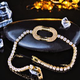 2024 Bracelets de mariage de marque Choucong Bijoux de luxe 18k remplissage rond Round Coupe cubique Zircon CZ Diamond Gemstones Party Chain de tennis Chaîne Femme Elegant Bangle Gift