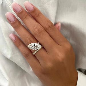 2024 Choucong Brand Wedding Rings Vintage Sieraden 925 Sterling Silver Gold Fill Marquist Cut 5a Cubic Zirkon Grote diamanten feest Women verlovingsband Leaf Ring Gift