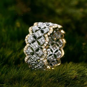 2024 Choucong Drop Ship Wedding Rings Luxe sieraden 10kt Gold Fill White Pave 5A Cubic Zircon Cz Diamond Gemstones Party Lace Hollow Women Bruid Ring Silver Gift Silver Gift