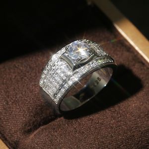 2024 Choucong Trouwringen Luxe Sieraden 925 Sterling Zilver Rond Geslepen Wit 5A Kubieke Zirkoon Pave CZ Diamant Partij Vrouwen Mannen elegante Band Ring Cadeau