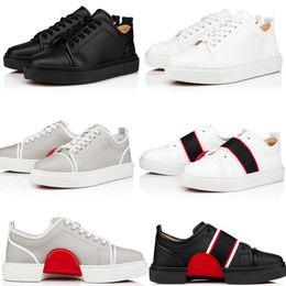 2024 Christain Loubotin Rouge Bottomlies Designer Luxury Adolon Junior Spike Men Chaussures décontractées Basher baser blanc noir en cuir noir Adolescenza Outdoor Walk Flats Lac Y