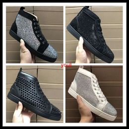 2024 Christain Loubotin Red Bottomlies Designer Plateforme Casual Shoes Casual Sneakers Luxury Online Automne Chaussures Souged d'hiver Chaussures High Top Top Water Diamond Riv VJB2