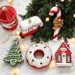 Boule colorée de noël, pendentif décoratif d'arbre de noël, sac cadeau de noël, maison de voiture, guirlande de bonhomme de neige, 2024