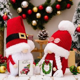 2024 Noël Poupée Sans Visage Boule De Laine Rouge Chapeau Tricoté Gnome Poupée Ornements De Noël Nouvel An Décorations De Noël pour La Maison L230620