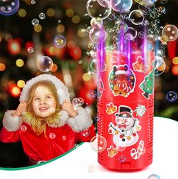 2024 Jouets cadeaux de Noël pour enfants avec lumières Musique Fi retravaille la machine à bulles et les autocollants DIY Machine à bulles de Noël pour la fête réutilisable DHL