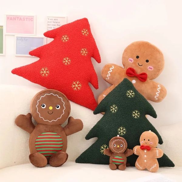 2024 Oreiller bonhomme en pain d'épice de Noël Coussin d'arbre de Noël Cadeau décoratif de Noël Cadeau de vacances pour enfants et hommes Cadeau de vacances