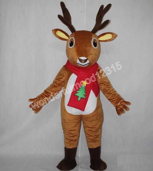 2024 Navidad bufanda roja reno disfraces de mascota carnaval regalos de halloween unisex adultos juegos de lujo traje de vacaciones traje de publicidad al aire libre