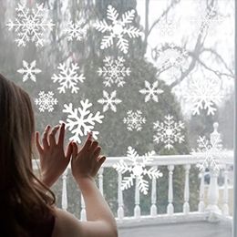 2024 pegatina navideña de copo de nieve para ventana, pegatinas navideñas para pared, calcomanías de pared de habitación para niños, adornos navideños para el hogar, Año Nuevo