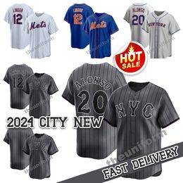 2024 City Custom Men Women Youth Infant Taille S-7xl Nouveau 20 Pete Alonso 12 Francisco Lindor 4 Francisco Alvarez 30 Mike Piazza Baseball Jersey York Mets