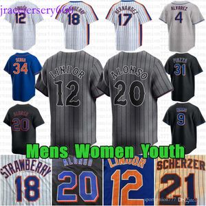 2024 Ciudad Pete Alonso 12 Francisco Lindor Custom Baseball Jersey Aarez Jeff Mets McNeil Brandon Nimmo Darryl Strawberry Kodai Senga Keith Hernandez Edwin Díaz